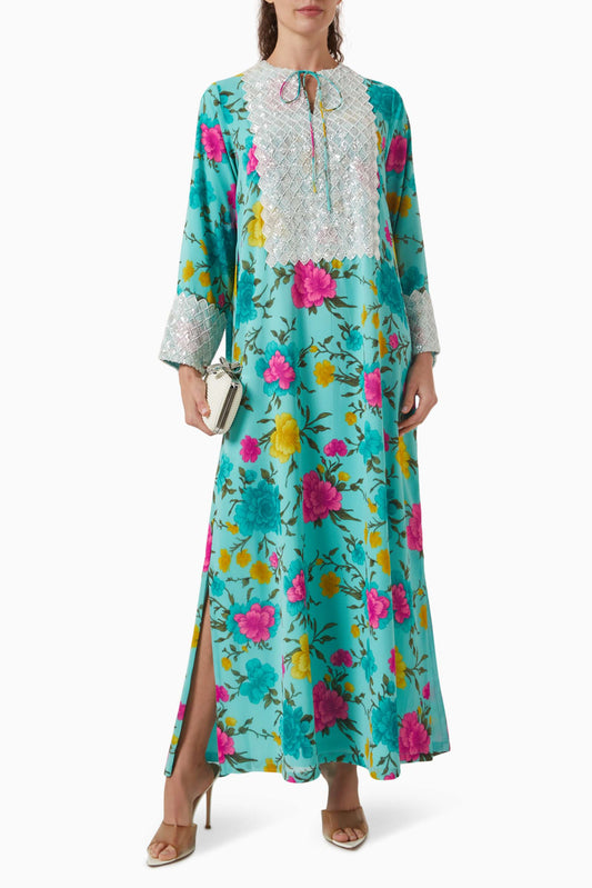Floral-print Chiffon Kaftan