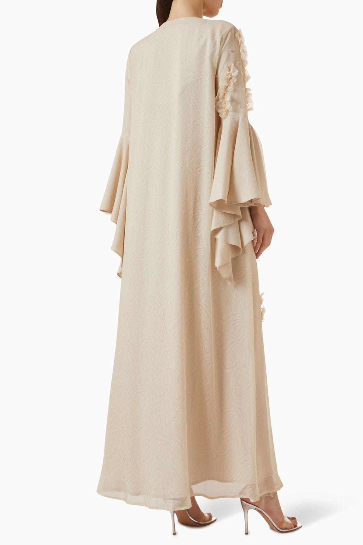 Floral-appliqué Chiffon Kaftan