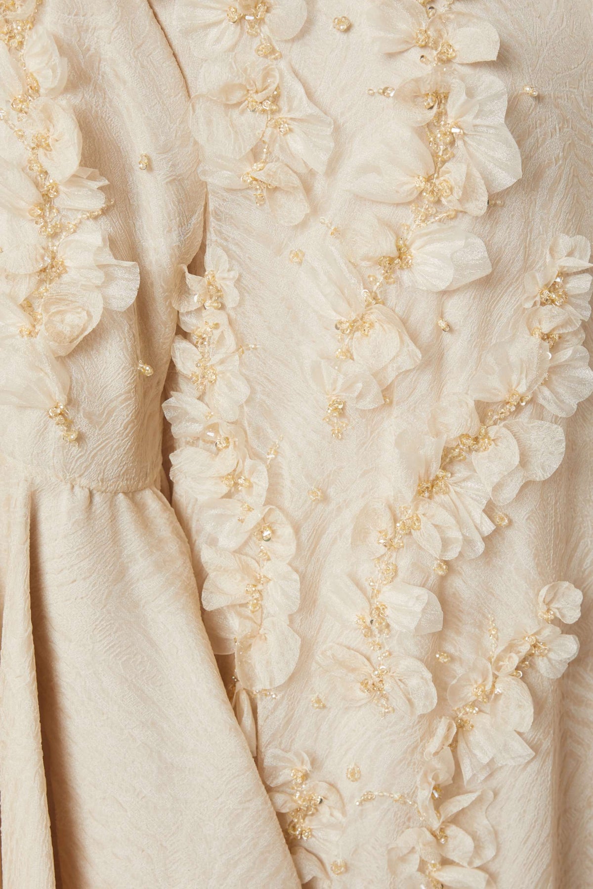 Floral-appliqué Chiffon Kaftan