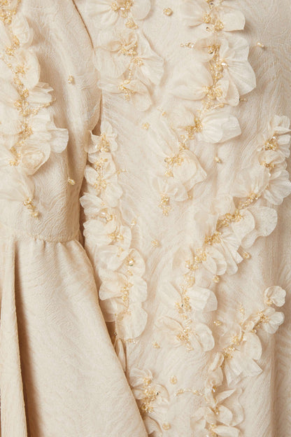 Floral-appliqué Chiffon Kaftan