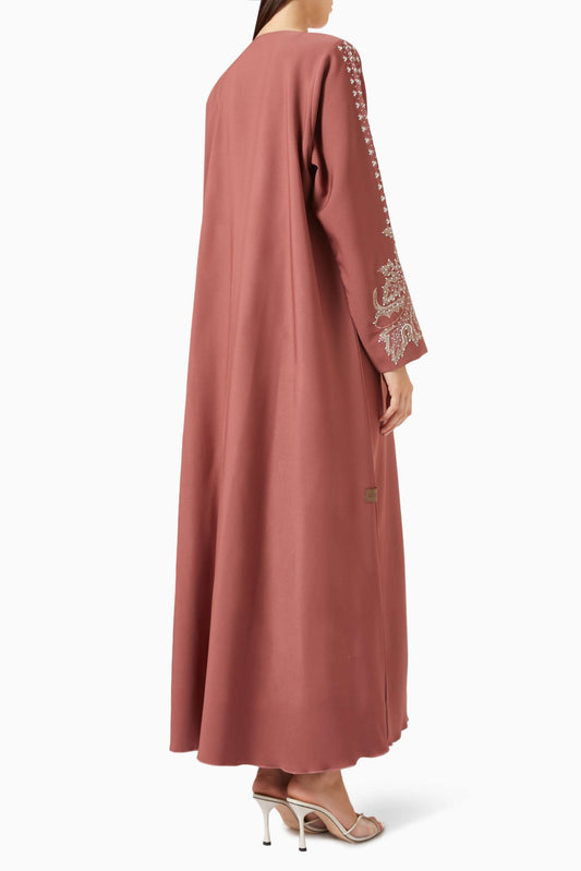 Pearl-embellished Crepe Abaya