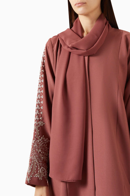Pearl-embellished Crepe Abaya