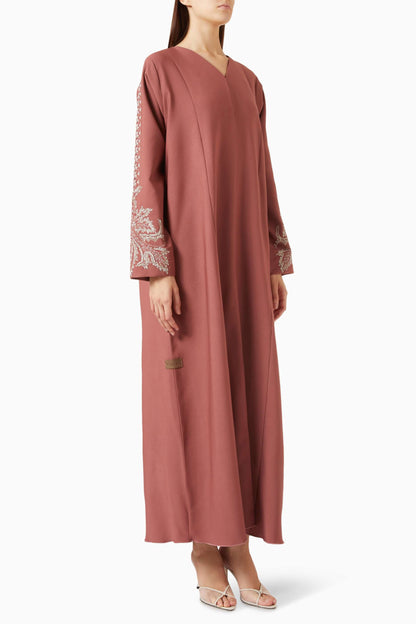 Pearl-embellished Crepe Abaya